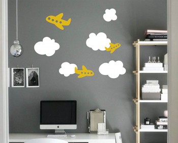 Stickers nursery avion nuage 